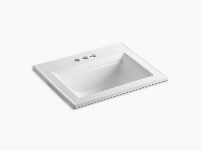 KOHLER K-2337-4 MEMOIRS STATELY 17 INCH DROP IN BATHROOM SINK WITH 3 HOLES DRILLED AND OVERFLOW