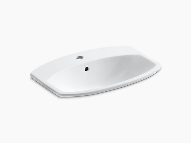 KOHLER K-2351-1 CIMARRON 20-3/8 INCH DROP IN BATHROOM SINK WITH 1 HOLE DRILLED AND OVERFLOW