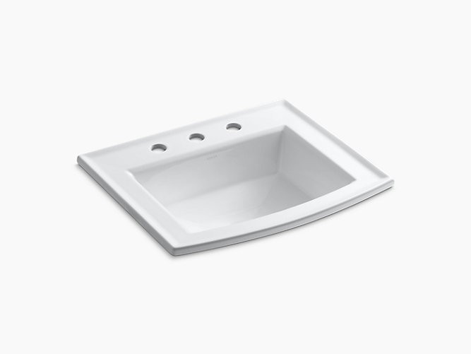 KOHLER K-2356-8 ARCHER 22-5/8 INCH DROP IN BATHROOM SINK WITH 3 HOLES DRILLED AND OVERFLOW