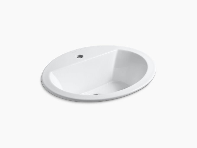 KOHLER K-2699-1 BRYANT 20-1/8 INCH CIRCULAR VITREOUS CHINA DROP IN BATHROOM SINK WITH OVERFLOW AND SINGLE FAUCET HOLE