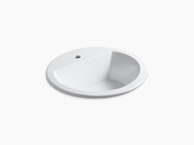 KOHLER K-2714-1 BRYANT 18-7/8 INCH CIRCULAR VITREOUS CHINA DROP IN BATHROOM SINK WITH OVERFLOW AND SINGLE FAUCET HOLE