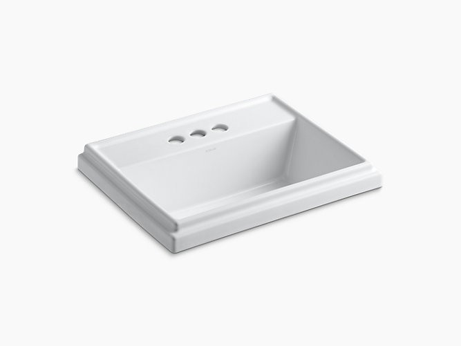 KOHLER K-2991-4 TRESHAM 20 INCH DROP IN BATHROOM SINK WITH 3 HOLES DRILLED AND OVERFLOW