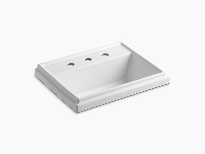 KOHLER K-2991-8 TRESHAM 20 INCH DROP IN BATHROOM SINK WITH 3 HOLES DRILLED AND OVERFLOW
