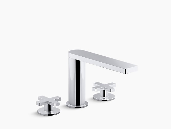 KOHLER K-73060-3 COMPOSED WIDESPREAD BATHROOM FAUCET WITH CROSS HANDLES AND POP-UP DRAIN
