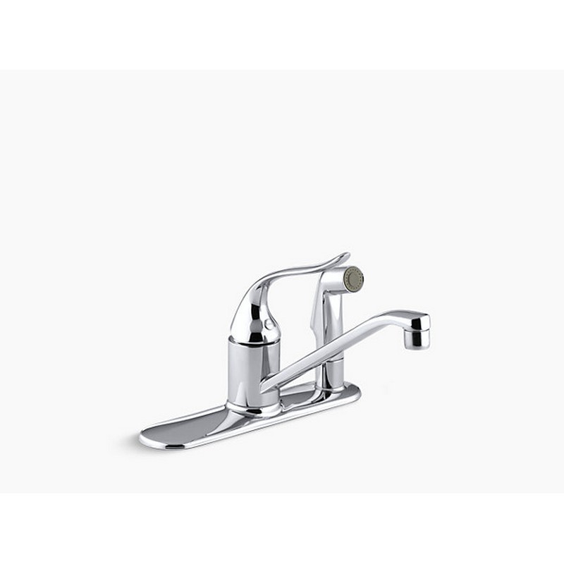 KOHLER K-P15173-F-CP CORALAIS SINGLE-HANDLE KITCHEN SINK FAUCET WITH SIDESPRAY THROUGH ESCUTCHEON AND 8-1/2" SWING SPOUT, PROJECT PACK
