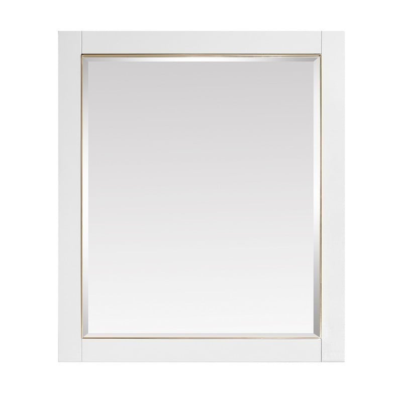 AVANITY 170512-M28-WTG 28 INCH MIRROR FOR ALLIE AND AUSTEN COLLECTIONS IN WHITE WITH GOLD TRIM