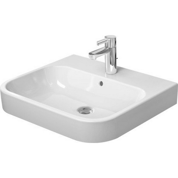 DURAVIT 2318600000 HAPPY D.2 23-5/8 INCH 1-HOLE WALL-MOUNTED WASHBASIN WITH OVERFLOW