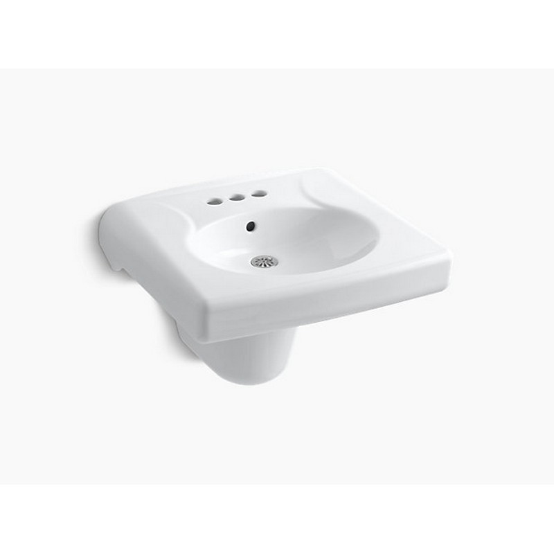 KOHLER K-1999-SS4-0 BRENHAM WALL-MOUNTED OR CONCEALED CARRIER ARM MOUNTED COMMERCIAL BATHROOM SINK WITH SHROUD, ANTIMICROBIAL FINISH