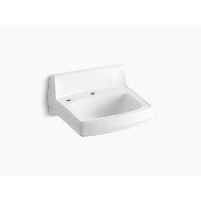 KOHLER K-2031-L-0 GREENWICH 20-3/4 X 18-1/4 INCH WALL-MOUNT/CONCEALED ARM CARRIER BATHROOM SINK WITH SINGLE FAUCET HOLE AND LEFT-HAND SOAP DISPENSER HOLE