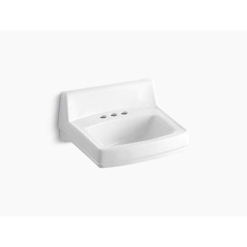 KOHLER K-2032-N-0 GREENWICH 20-3/4 X 18-1/4 WALL-MOUNT/CONCEALED ARM CARRIER BATHROOM SINK WITH 4" CENTERSET FAUCET HOLES AND NO OVERFLOW