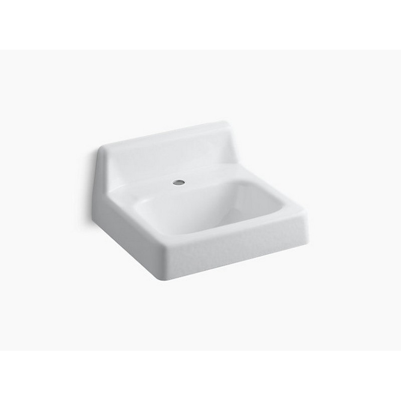KOHLER K-2812-0 HUDSON 20 X 18 INCH WALL-MOUNT/CONCEALED ARM CARRIER BATHROOM SINK WITH SINGLE FAUCET HOLE AND LUGS FOR CHAIR CARRIER