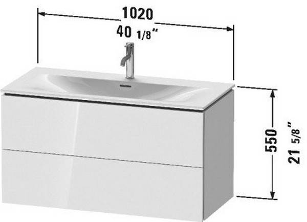 DURAVIT LC6308 L-CUBE 40 1/8 INCH WALL-MOUNTED VANITY UNIT