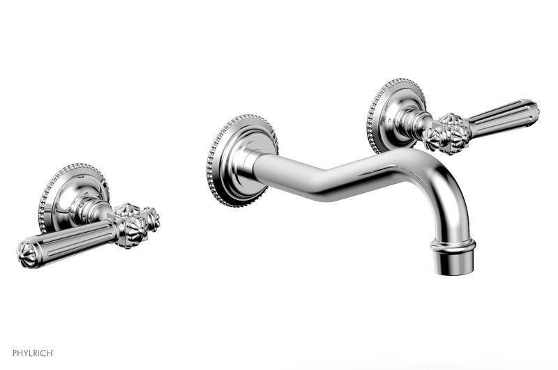 PHYLRICH 162-12 MARVELLE THREE HOLE WALL MOUNT BATHROOM FAUCET WITH LEVER HANDLES