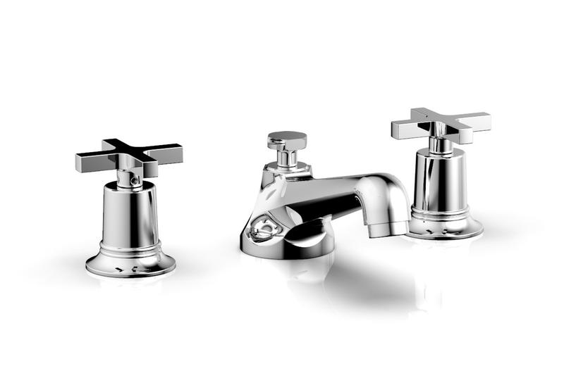 PHYLRICH 501-01 HEX MODERN THREE HOLE WIDESPREAD BATHROOM FAUCET WITH CROSS HANDLES