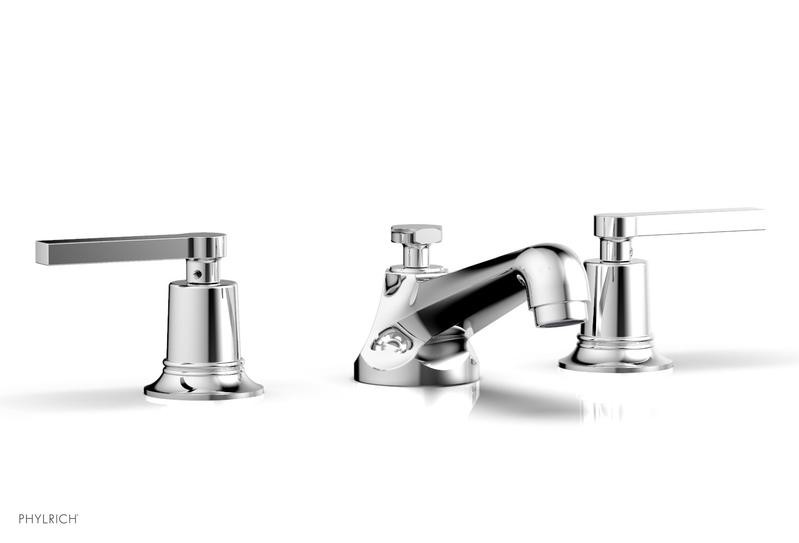 PHYLRICH 501-02 HEX MODERN THREE HOLE WIDESPREAD BATHROOM FAUCET WITH LEVER HANDLES