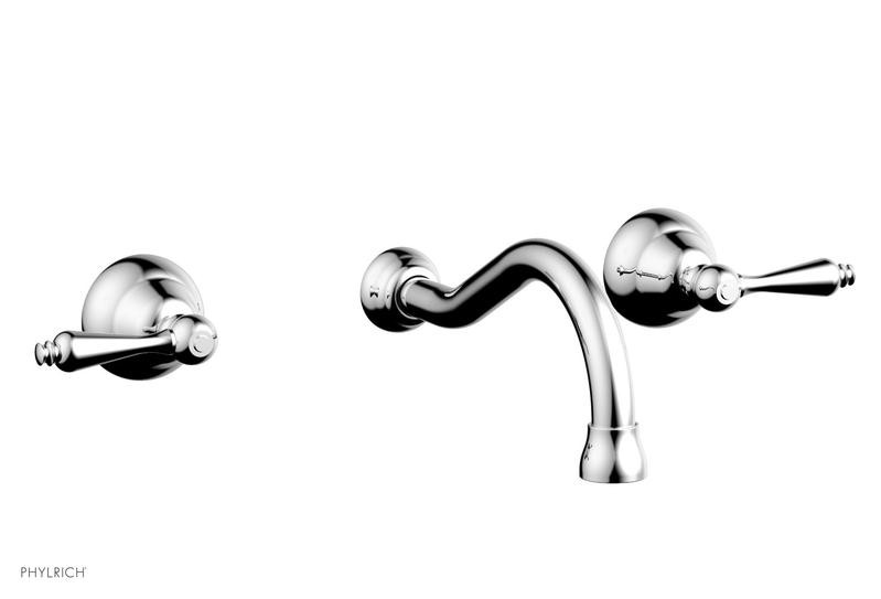 PHYLRICH DWL100 REVERE & SAVANNAH THREE HOLE WALL MOUNT BATHROOM FAUCET WITH STRAIGHT LEVER HANDLES