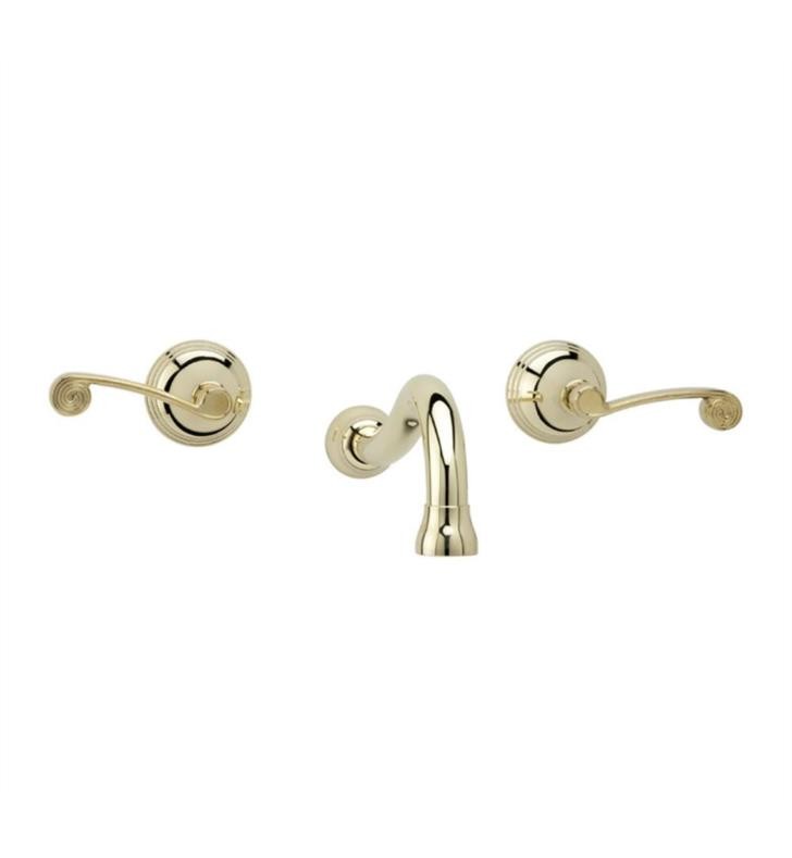 PHYLRICH DWL206 3RING THREE HOLE WALL MOUNT BATHROOM FAUCET WITH CURVED LEVER HANDLES