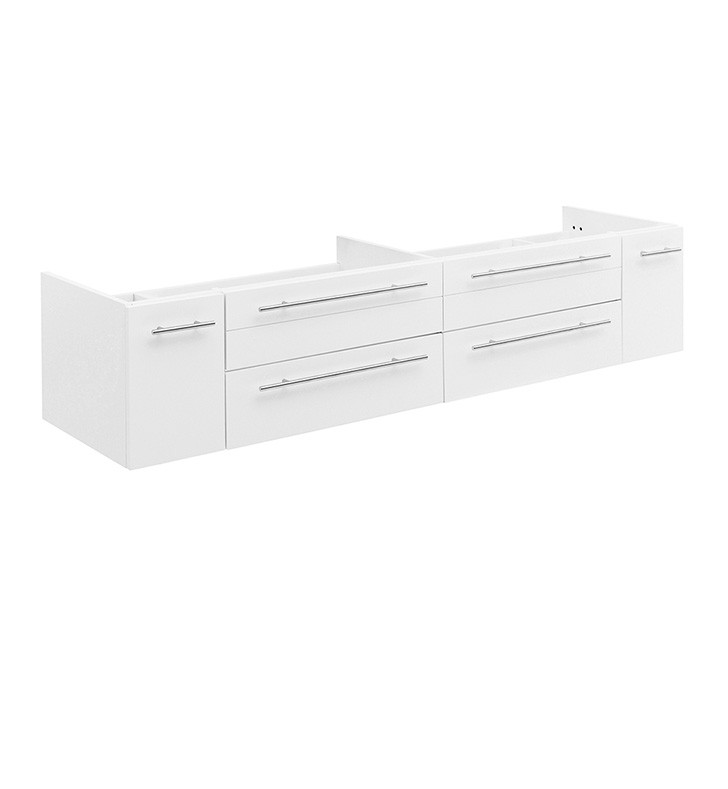 FRESCA FCB6172WH-UNS LUCERA 72 INCH WHITE WALL HUNG DOUBLE UNDERMOUNT SINK MODERN BATHROOM CABINET