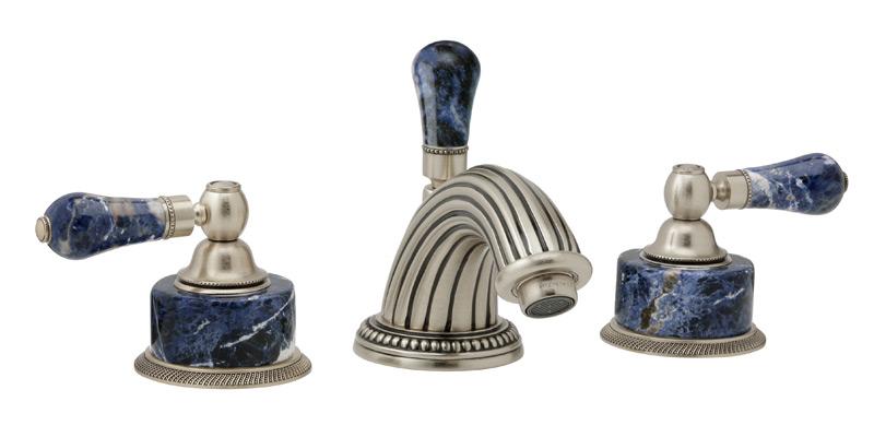 PHYLRICH K272 REGENT THREE HOLE WIDESPREAD BATHROOM FAUCET WITH BLEU SODALITE LEVER HANDLES