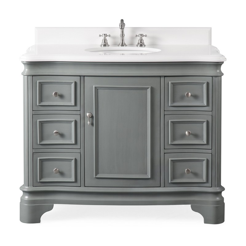 CHANS FURNITURE 1044CK-QT 42 INCHES BENTON COLLECTION MODERN STYLE BATHROOM VANITY IN SESTO GREY