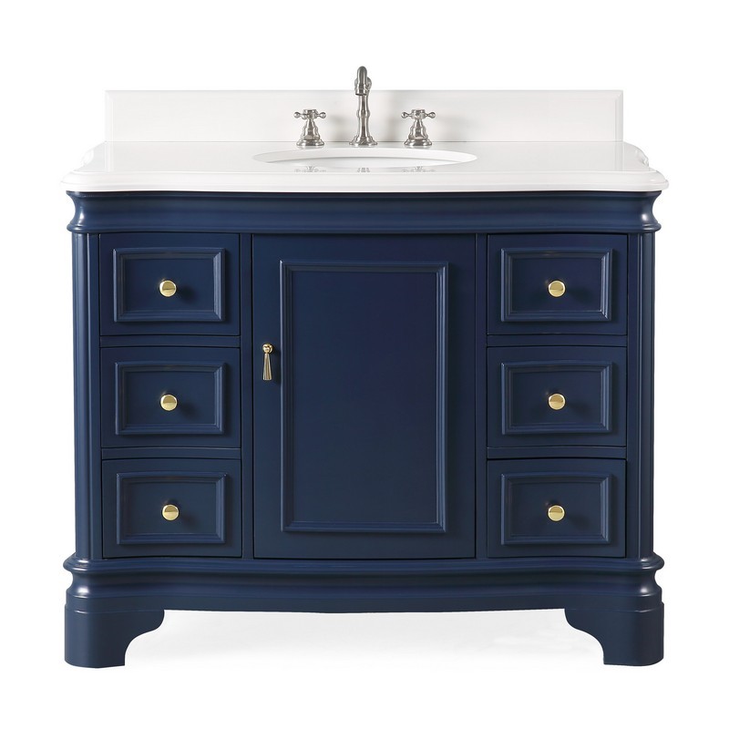 CHANS FURNITURE 1044NB-QT 42 INCHES BENTON COLLECTION SESTO BATHROOM VANITY IN NAVY BLUE