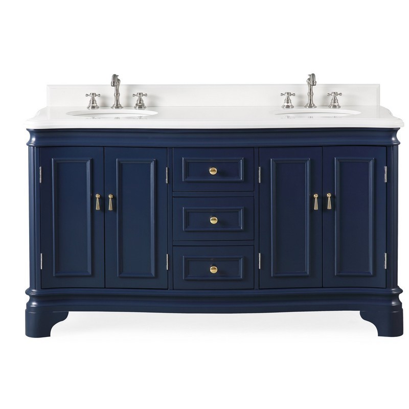 CHANS FURNITURE 2077NB-QT 60 INCHES BENTON COLLECTION SESTO BATHROOM VANITY IN NAVY BLUE
