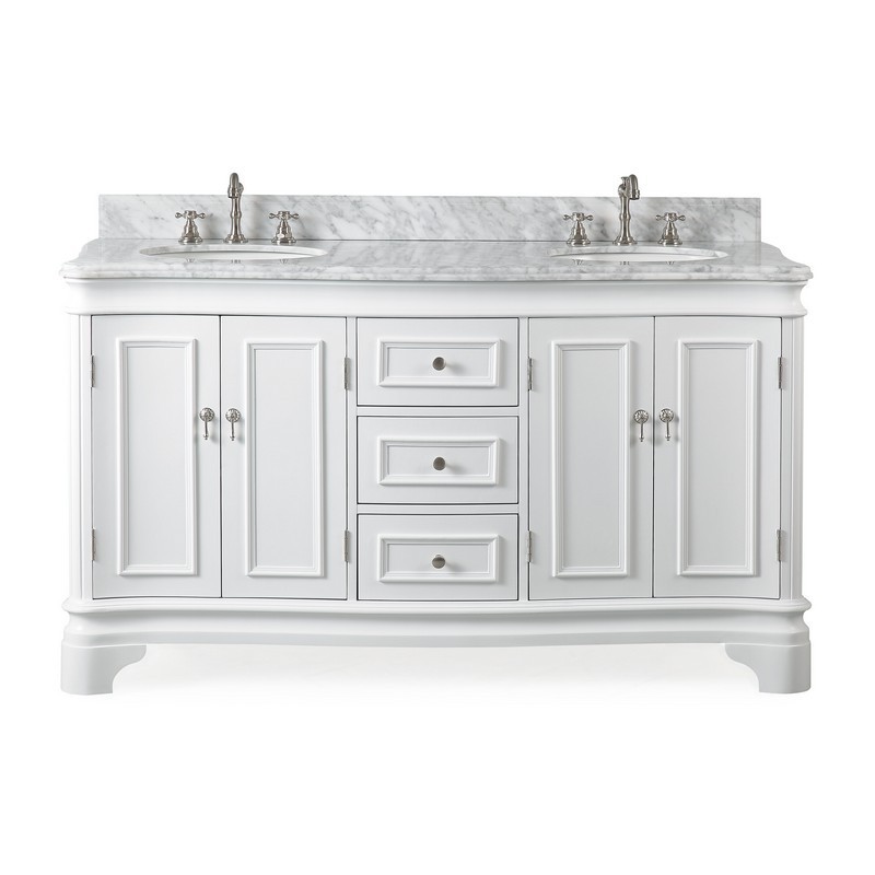 CHANS FURNITURE 2077W-RA 60 INCHES BENTON COLLECTION DOUBLE SINK SESTO BATHROOM VANITY IN WHITE