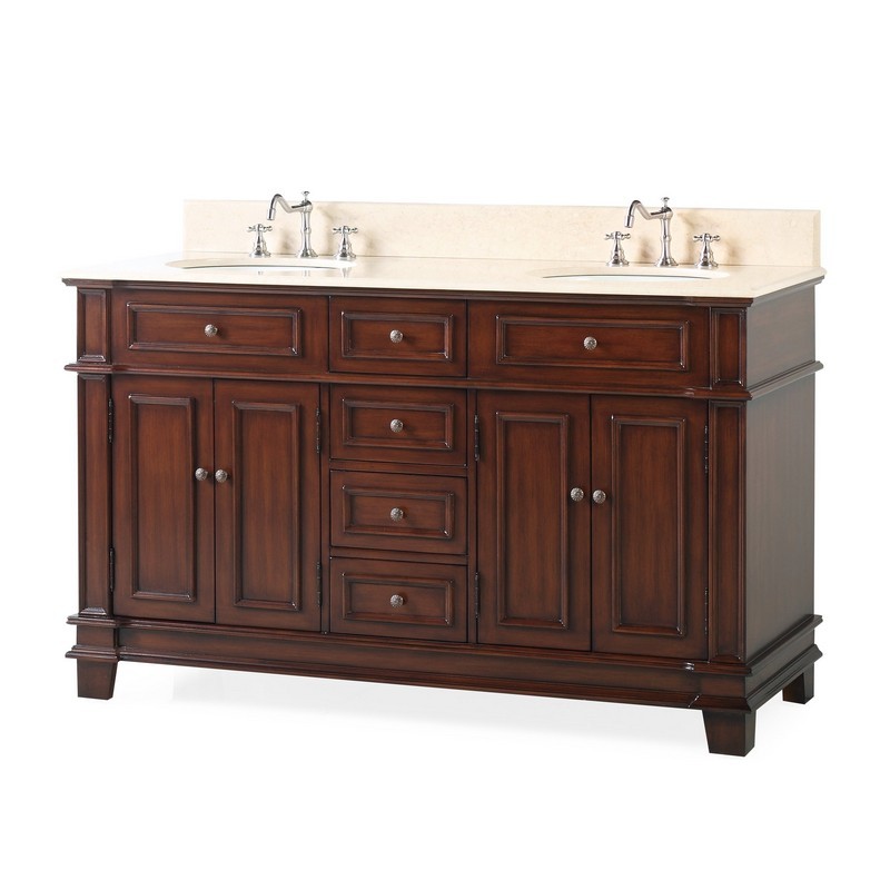 CHANS FURNITURE CF-3048M-60 60 INCHES TIMELESS CLASSIC SANFORD DOUBLE SINK BATHROOM VANITY