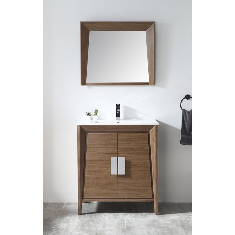 CHANS FURNITURE CL-22WV30-ZI 30 INCHES TENNANT BRAND LARVOTTO CONTEMPORARY BATHROOM VANITY IN LIGHT WHEAT