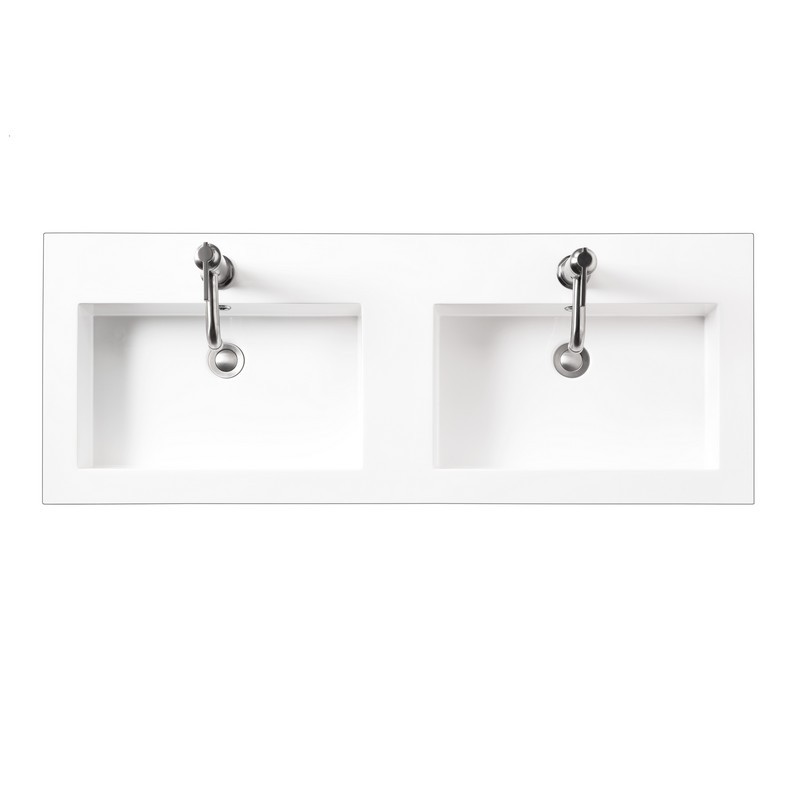 JAMES MARTIN CSP-S4718D-WG COMPOSITE COUNTERTOP 47 INCH W X 18 INCH D DOUBLE SINK IN WHITE GLOSSY
