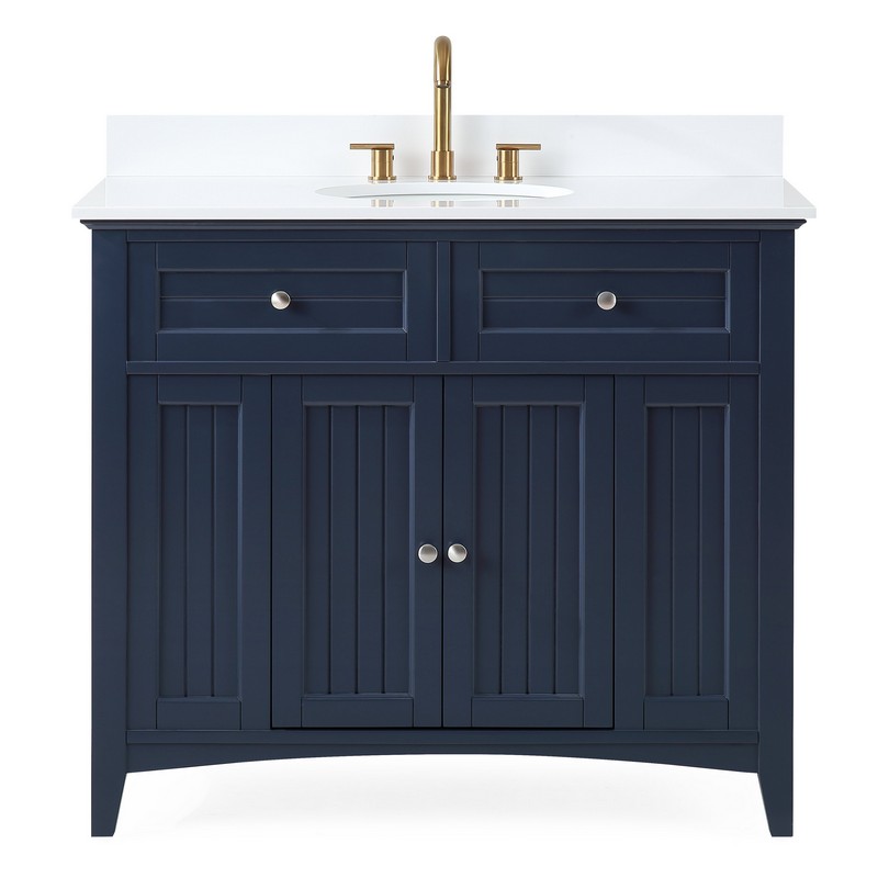 CHANS FURNITURE GD-47535NB 42 INCHES THOMASVILLE COTTAGE STYLE SINGLE SINK BATHROOM VANITY IN NAVY BLUE
