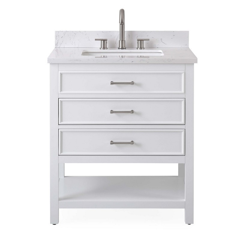 CHANS FURNITURE QT-7206-W30 30 INCHES TENNANT BRAND SINGLE SINK BATHROOM VANITY IN WHITE FINISH