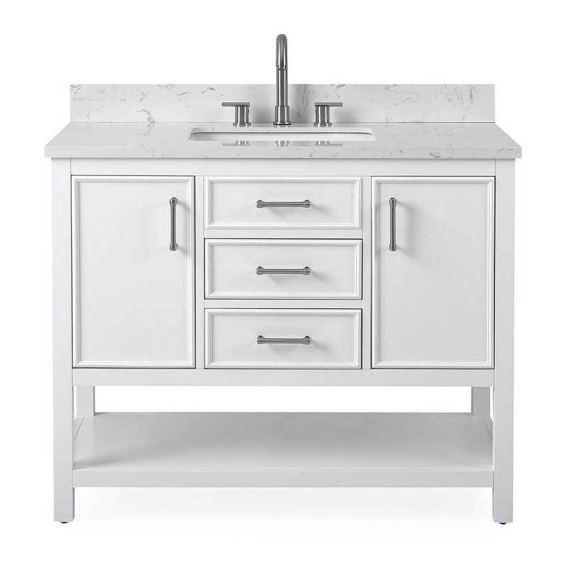 CHANS FURNITURE QT-7220-W42 42 INCHES TENNANT BRAND SINGLE SINK BATHROOM VANITY IN WHITE FINISH