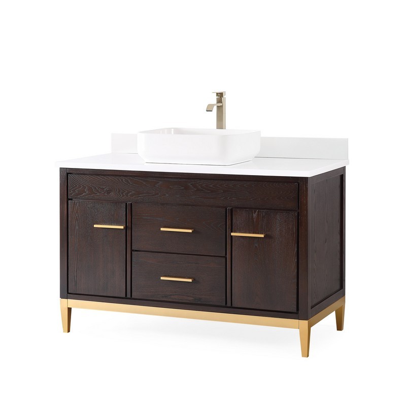 CHANS FURNITURE TB-9948DK-48QT 48 INCHES TENNANT BRAND MODERN STYLE WITH BEATRICE VESSEL SINGLE SINK BATHROOM VANITY