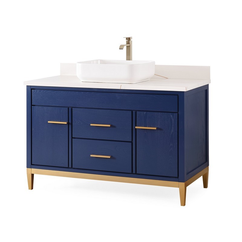 CHANS FURNITURE TB-9948VB-48QT 48 INCHES TENNANT BRAND MODERN STYLE WITH BEATRICE VESSEL SINGLE SINK BATHROOM VANITY