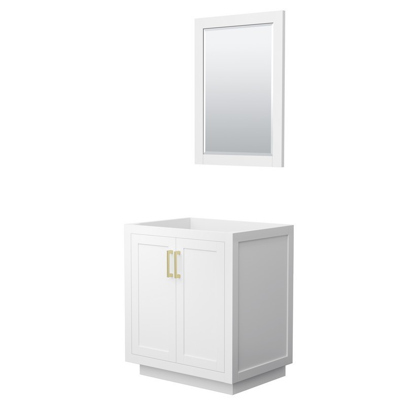 WYNDHAM COLLECTION WCF292930SWGCXSXXM24 MIRANDA 30 INCH SINGLE BATHROOM VANITY IN WHITE WITH BRUSHED GOLD TRIM AND 24 INCH MIRROR