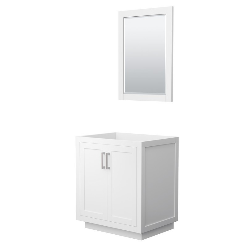 WYNDHAM COLLECTION WCF292930SWHCXSXXM24 MIRANDA 30 INCH SINGLE BATHROOM VANITY IN WHITE AND BRUSHED NICKEL TRIM AND 24 INCH MIRROR
