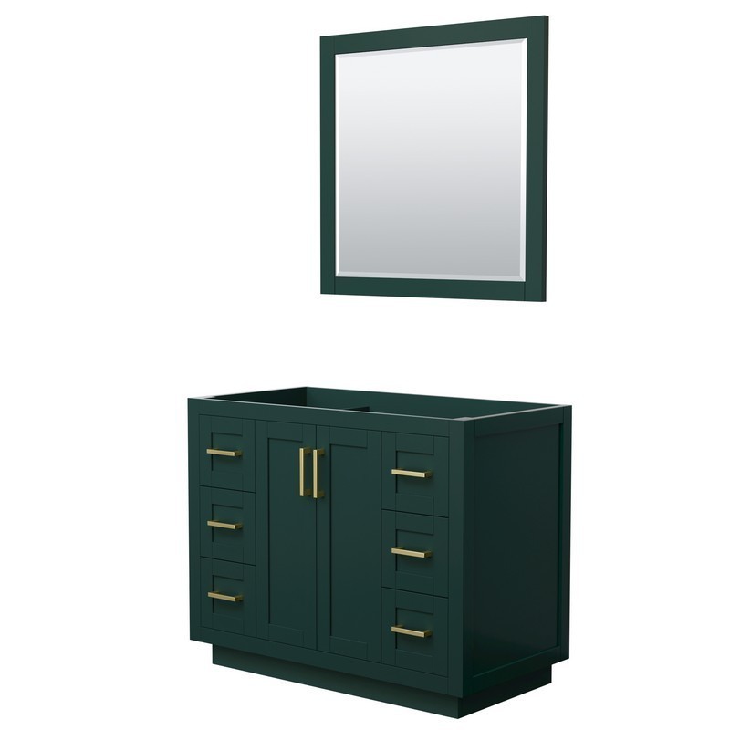 WYNDHAM COLLECTION WCF292942SGDCXSXXM34 MIRANDA 42 INCH SINGLE BATHROOM VANITY IN GREEN WITH BRUSHED GOLD TRIM AND 34 INCH MIRROR