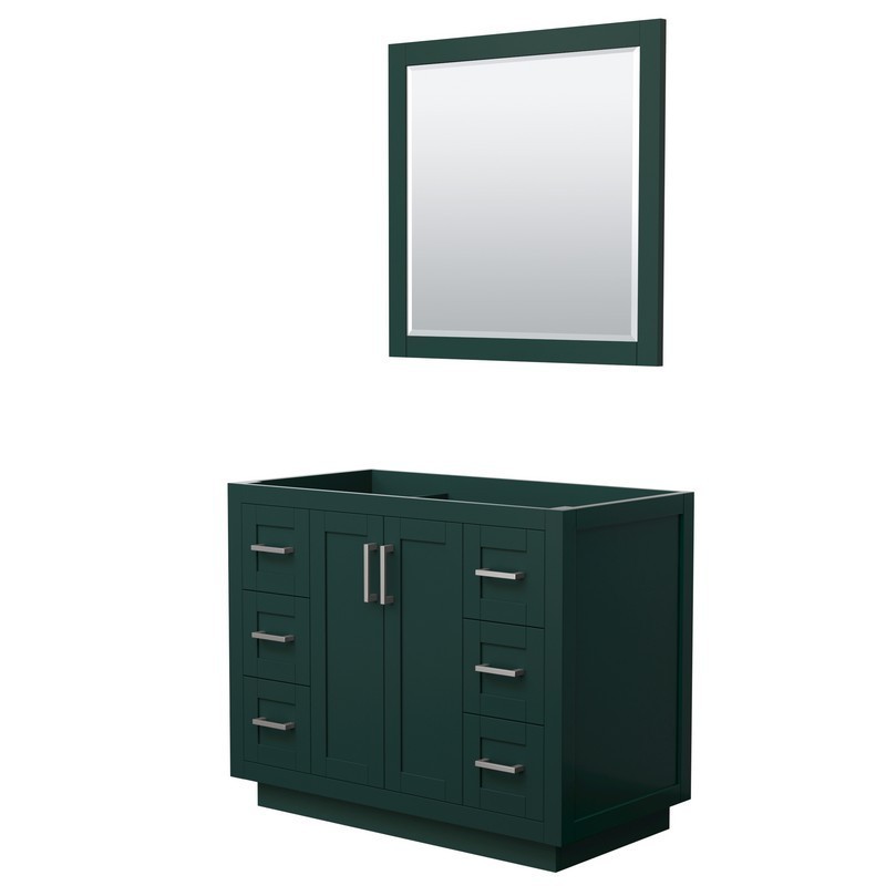 WYNDHAM COLLECTION WCF292942SGECXSXXM34 MIRANDA 42 INCH SINGLE BATHROOM VANITY IN GREEN AND BRUSHED NICKEL TRIM AND 34 INCH MIRROR