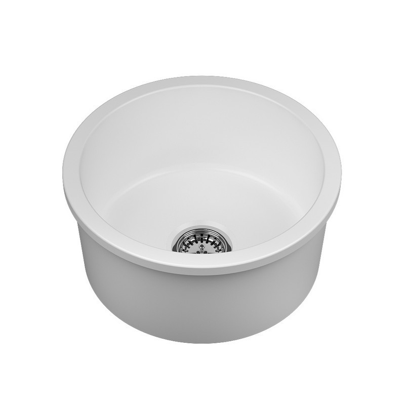 EMPIRE INDUSTRIES YU18RG YORKSHIRE 17 INCH UNDERMOUNT FIRECLAY SQUARE BAR KITCHEN SINK IN WHITE WITH GRID AND STRAINER