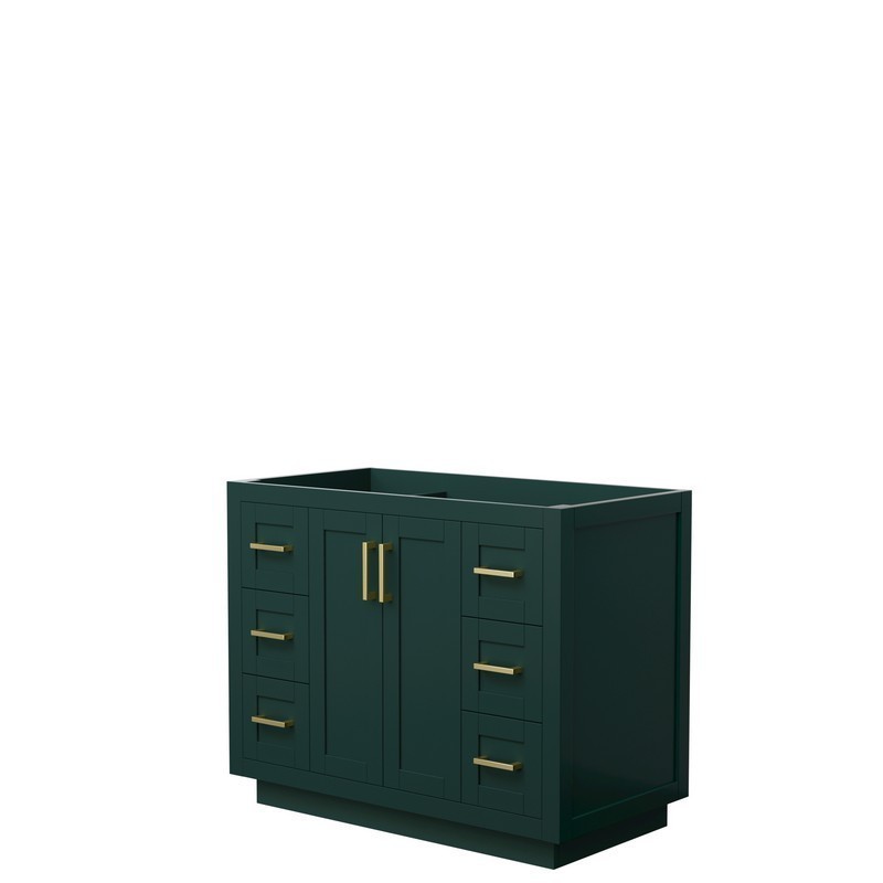 WYNDHAM COLLECTION WCF292942SGDCXSXXMXX MIRANDA 42 INCH SINGLE BATHROOM VANITY IN GREEN WITH BRUSHED GOLD TRIM