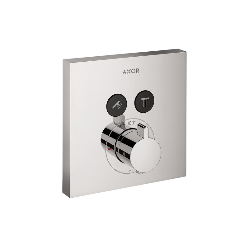HANSGROHE 36715 AXOR SHOWER SELECT 6 3/4 INCH THERMOSTATIC TRIM SQUARE FOR 2 FUNCTIONS