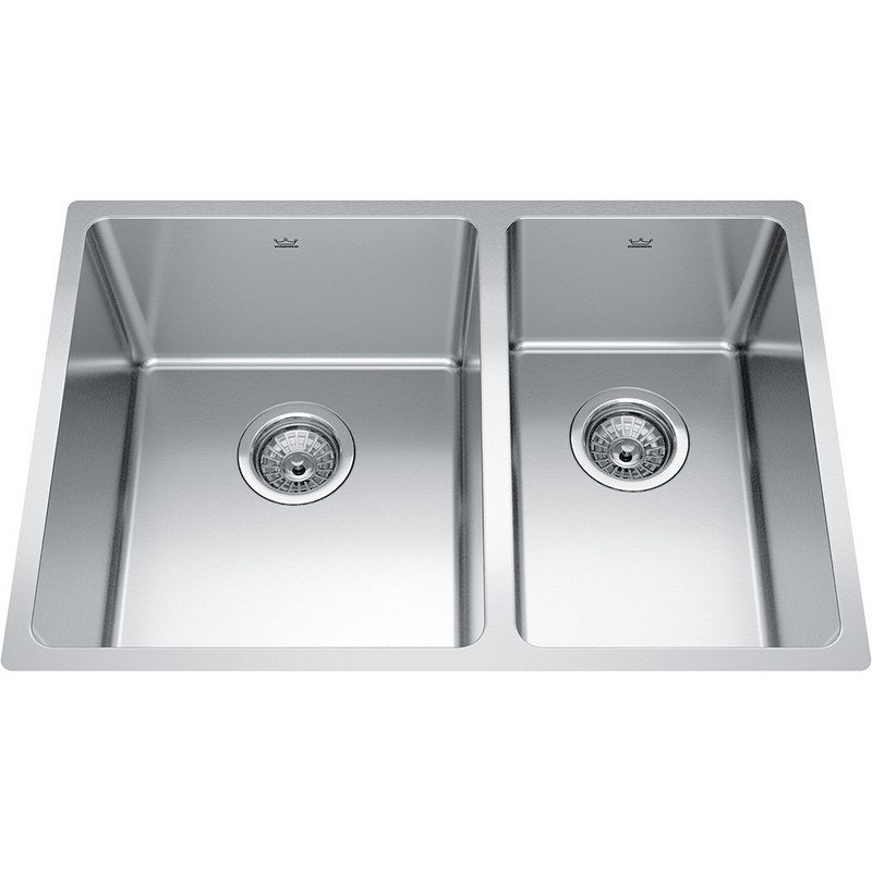KINDRED BCU1827R-9N BROOKMORE COLLECTION 26 5/8 INCH UNDERMOUNT DOUBLE BOWL STAINLESS STEEL KITCHEN SINK