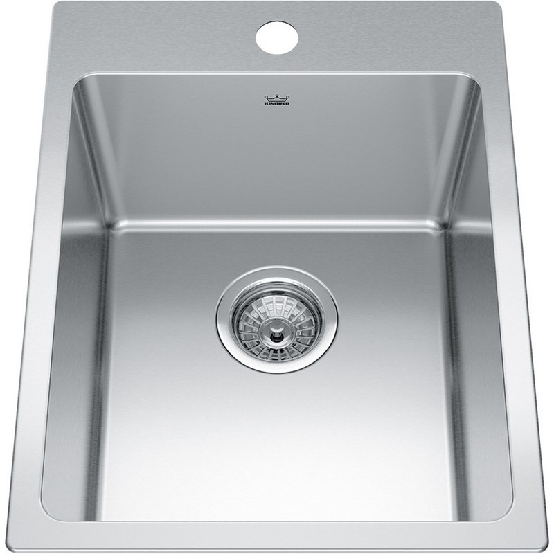 KINDRED BSL2116-9 BROOKMORE COLLECTION 16 INCH DROP-IN SINGLE BOWL STAINLESS STEEL PREP / BAR SINK