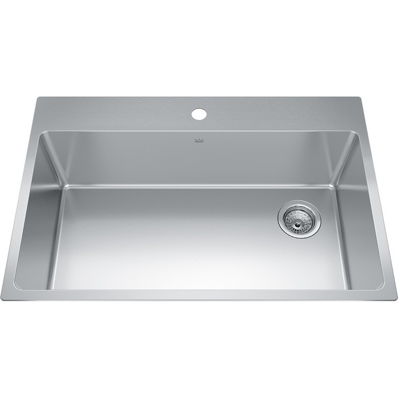 KINDRED BSL2233-9-OW BROOKMORE COLLECTION 32 7/8 INCH DROP-IN SINGLE BOWL STAINLESS STEEL KITCHEN SINK