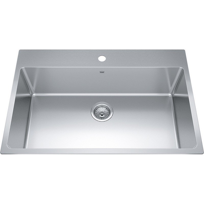 KINDRED BSL2233-9 BROOKMORE COLLECTION 32 7/8 INCH DROP-IN SINGLE BOWL STAINLESS STEEL KITCHEN SINK