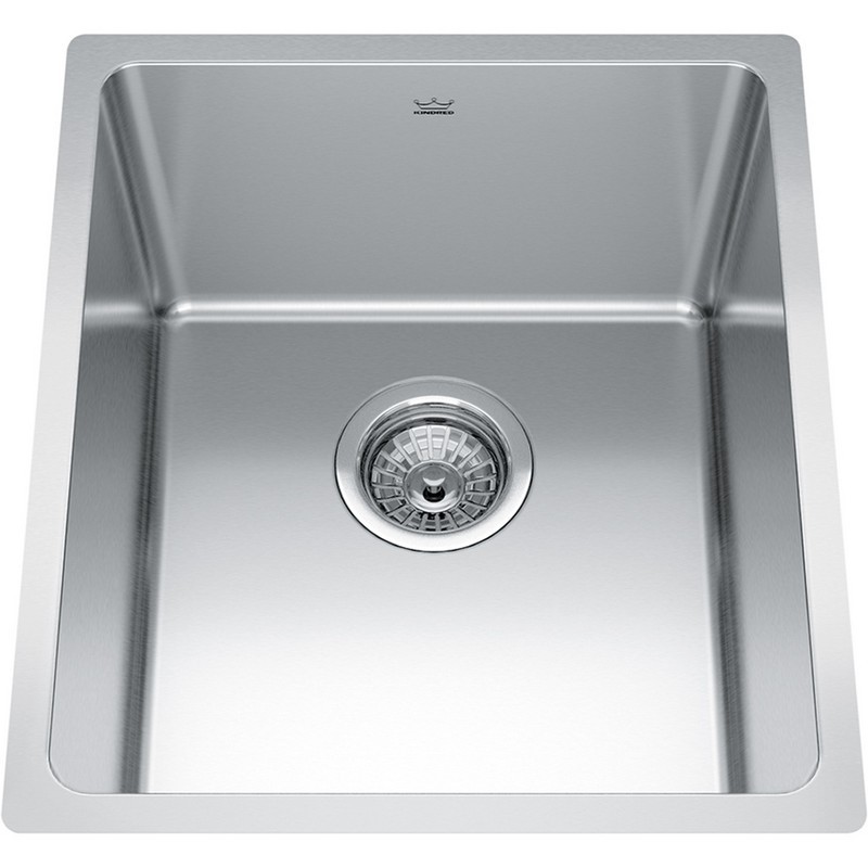 KINDRED BSU1816-9N BROOKMORE COLLECTION 15 5/8 INCH UNDERMOUNT SINGLE BOWL STAINLESS STEEL BAR / PREP SINK