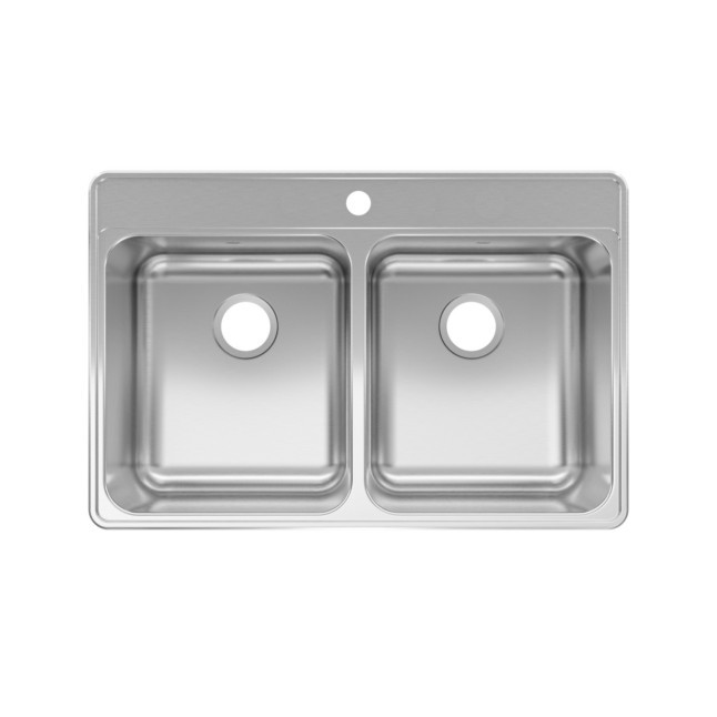 KINDRED CDLA3322-8-1CBN CREEMORE COLLECTION 33 INCH DROP-IN 1-HOLE DOUBLE BOWL STAINLESS STEEL KITCHEN SINK
