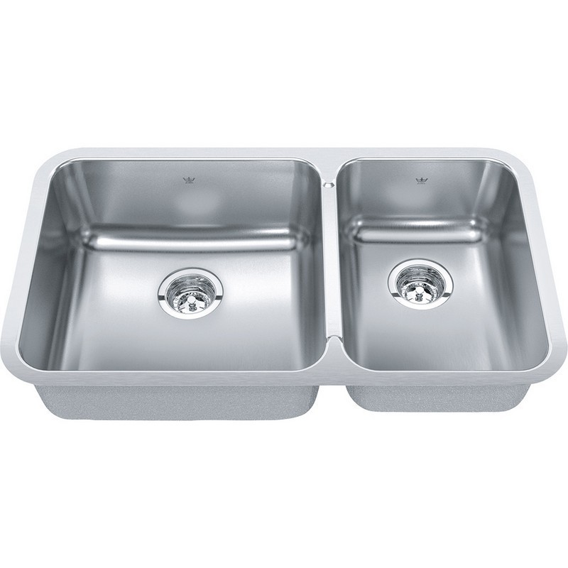 KINDRED QCUA1933R-8N STEEL QUEEN COLLECTION 32 7/8 INCH UNDERMOUNT DOUBLE BOWL STAINLESS STEEL KITCHEN SINK