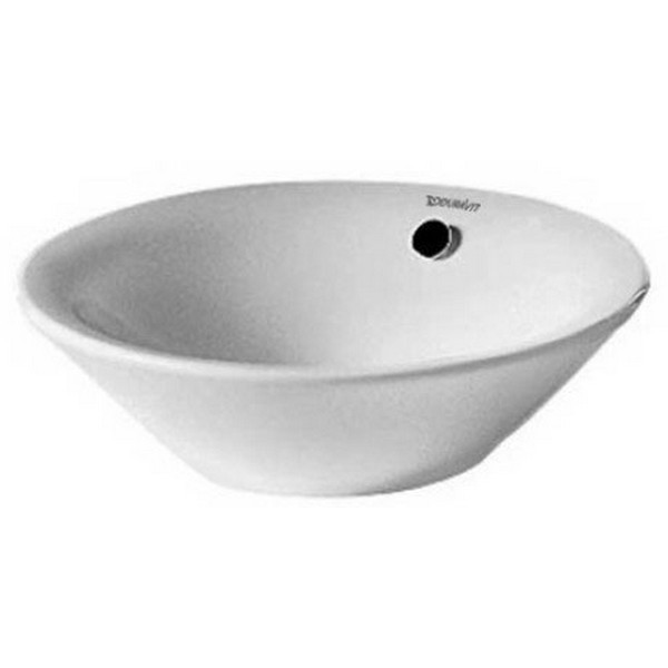 DURAVIT 0408330000 STARCK 1 13 INCH WASH BOWL WITH OVERFLOW AND OVERFLOW CLIP WHITE